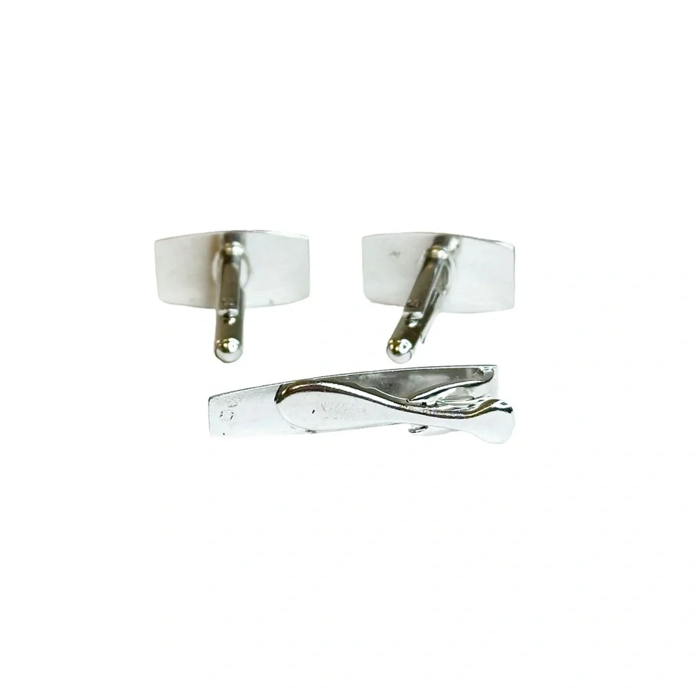 Hickok Vintage Mid Century M Monogram Initial Tie Clip & Cuff Link Set